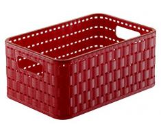 Rotho Country Aufbewahrungskorb 4 l in Rattan-Optik, Kunststoff (PP), rot, 4 Liter / A6 (23,7x15,8 x 10,8 cm)