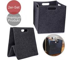 Filzbox 2er Filzkörbe Set 33x33x33cm Regalkorb mit 4 Griffen in 4 tollen Farbkombinationen aus Recyclingmaterial