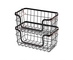 AmazonBasics – Aufbewahrungskörbe aus Metall, für Küche oder Badezimmer, stapelbar