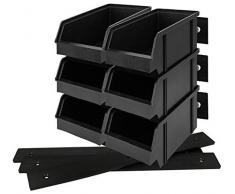 Lantelme 9 Stück Stapelbox Set Aufbewahrungsbox Stapelbar schwarz Kunststoff Sichtlagerkasten Deutsche Herstellung 3932