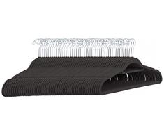 AmazonBasics – Anzug-Kleiderbügel, beflockt, mit Krawattenbügel, Schwarz, 50 Stück