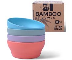 GET FRESH Bambus Schalen, 4er-Set Bambus Geschirr, Bambusfaser Geschirr Set, Erwachsene Bambusschalen für den täglichen Gebrauch, BPA-frei (mehrere Farben), spülmaschinenfest und stapelbar