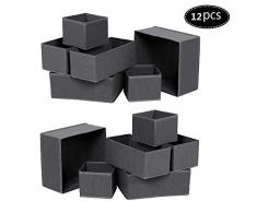 Qisiewell Unterwasche-Aufbewahrungsbox Schublade Organizer Kleiderschrankschubladen Divider fur Socken BHS Krawatten Faltbox Stoffbox Schrank 12er Set Dunkelgrau