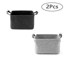 Integrity.1 Filz Korb,2 Stück Filz Aufbewahrungsbox, Filzkörbe mit Zwei Griffen, als Aufbewahrungsbox für Kleidung, Handtücher, Toilettenartikel, Babyartikel, Bücher usw. (Schwarz und Grau)