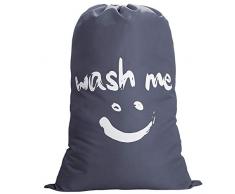 IHOMAGIC Wäschesack Reise Schmutzwäsche Wäschesammler Wäschetasche Wäschebeutel Groß Faltbarer Wäschekorb Aufbewahrungstasche Wäschebehälter Für die Reise, Wäscheraum Stoff 120L 61x92 cm, Grau