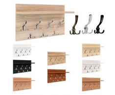 Epi-Tech Premium Garderobe Wandgarderobe mit 7 Haken, Wandpaneel Flurgarderobe Garderobenpaneel Garderobenleiste - Eiche Sonoma