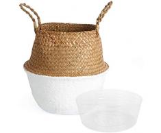 PQZATX Gewebter Korb mit Griffen Zur Aufbewahrung Topf Korb, Spielzeug, W？Sche, Picknick und Lebensmittel Korb mit Kunststoff Schale