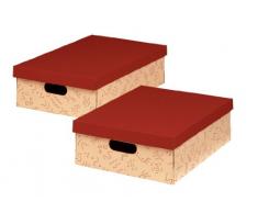 NIPS 110081250 ECO line CHARLY Mehrzweckbox A3 mit Deckel, B 32,5 x T 45,5 x H 14,0 cm, 2er Packung, vanille/bordeaux