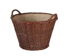 KaminoFlam Korb geflochten - Kaminholzkorb Weide - Holzkorb Kamin - Aufbewahrungskorb rund - Feuerholzkorb groß - Brennholzkorbbraun