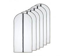 HomeClean Mottenfeste Kleidersäcke 60cm x 100cm (Packung à 6) Schwarze, seitlich atmungsaktive, durchsichtige Taschen mit durchgehendem Reißverschluss zur Aufbewahrung von Kleidung