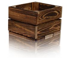 CHICCIE Holzkiste im Vintage Look - Kiste 22x20cm Geflammt Dunkel - Obstkiste Dekokiste