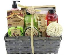 BRUBAKER Cosmetics Bade- und Dusch Set Mohnblumen Duft - 14-teiliges Geschenkset im Pflanzkorb - mit Nagelbürste