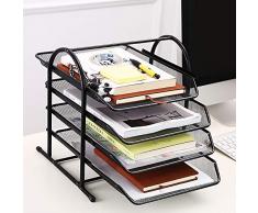 TINE Moderner Zeitschriftensammler 4 Slot Metall Zeitungsständer Magazinsammler Stehsammler Buch Broschüren Halter Korb für die Post Magazine Dokumente, Design in vielen Farben,Black