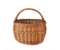 PM24 Einkaufskorb Rattankorb Weidenkorb Flaschenkorb Pilzkorb geflochten 38/26/25-42cm Stabiler Tragekorb aus Weide K1-008
