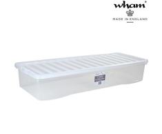 Unterbettbox mit Deckel transparent lebensmittelecht 55 Liter Stapelbar Aufbewahrungs Box Unterbett Kiste Multifunktions Box Unterbettkommode lange Kommode flach Kunststoff Plastikbox Organizer Büro