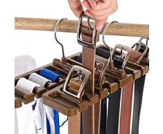 Krawattenhalter mit 10 Schlitzen, platzsparender Gürtelhalter mit Metallhaken, für Schals, Organizer aus stabilem Kunststoff, platzsparend, Kleiderschrank, Garderobe, Schwarz , 10 Slot