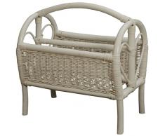 korb.outlet Zeitungsständer mit Griff/Unterteilter Magazinsammler aus Natur-Rattan (Weiss)