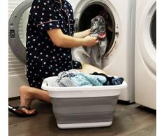 SAMMART Zusammenklappbarer Wäschekorb / -wanne - Faltbarer Aufbewahrungsbehälter/Organizer - tragbarer Waschbehälter - platzsparender Korb - Kofferraum-Aufbewahrungsbox (Grau)