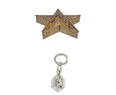 Zisa-Kombi Dekokorb Stern Gold-antik 42x8cm 18145 mit Anhänger Hlg. Christophorus