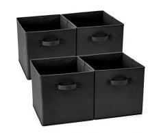 EZOWare Aufbewahrungsbox Faltbare Aufbewahrungsboxen in Würfelform, Faltbar Aufbewahrungskiste, 4er-Set, Schwarz (33 x 38 x 33 cm)