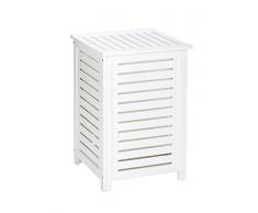 Wenko Wäschetruhe Oslo - Wäschesammler im Landhausstil, mit abnehmbarem Wäschesack, Holz, 45 x 65 x 45 cm, weiß