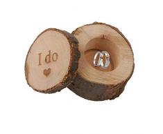 Ringkissen Ringdose Hochzeit, CHshe 1 Paar Vintage Stil Ehering Kissenbox Runde Hochzeitsdeko Dekor Holz Ring Box Holz-Etui Eheringe Verlobungsring Display Für Engagement Wedding