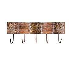 Vintage Garderobe Kleiderhaken Amolika Groß 50cm groß 5er Haken | Hakenleiste Wandhaken für die Wand oder Tür | Kleiderhakenleiste Garderobenhaken aus Metall | handtuchhaken im Bad oder Küche