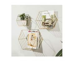 HL-TD Zeitschriftenständer Wandmagazinhalter Montiert 3er-Set Wandzeitungsständer/Dekorative Metalldraht-Magazin Bequem (Color : Gold)