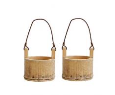 CLISPEED 2 Stück Hängenden Pflanzer Blumentopfhalter Pflanzenhalter Bambuszaun Pflanzenkörbe Regal Container Box für Drinnen Und Draußen