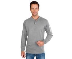 QUALITYSHIRTS Langarm Serafino Shirt mit Knopfleiste Gr. 3XL silber