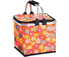 ZOUJUN Faltbare Picknickkorb, Cooler Thermal Insulated Einkaufs Cooler Speicher-Korb for Home Camping einfache Lagerung Compact Design Wein-Picknick-Korb (Color : Orange)