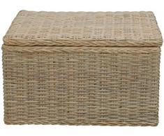 Spielzeugtruhe/Wäschetruhe mit Griffen Allzweck-Korb Truhe Aufbewahrung Box aus echtem Rattan 60x45 (Vintage Weiss)