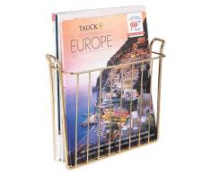 mDesign Zeitungshalter für die Wand - praktischer Zeitschriftensammler aus Metall für Bad und Büro - moderner Zeitungshalter zur Wandmontage für Bücher und Tablets - messingfarben