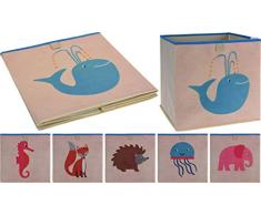 made2trade Faltbare Aufbewahrungsbox mit Tiermotiven - 4er Set