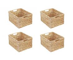 INWONA IKEA Molger Regal Korb 30 x 21 x 37 cm aus Wasserhyazinthe Natur Faltkorb Flechtkorb Regalbox Storage Box Aufbewahrungskorb Schrankkorb klappbar faltbar und sehr stabil 4er-Set Sparpreis