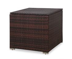 SVITA Kissenbox 75x75x64 cm für Polyrattan Lounge Lugano/California Ergänzung Rattan Braun Grau oder Schwarz (Braun)