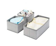 mDesign 3er-Set Aufbewahrungsbox – atmungsaktive Stoffbox mit Fischgrätmuster für Windeln, Lätzchen etc. – vielseitige Schubladen Organizer für das Kinderzimmer – grau