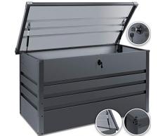Kesser® Metall Auflagenbox 360L abschließbar 2 Schlüsseln Gasdruckfeder Metallaufbewahrungsbox Kissenbox Gartentruhe Gartenbox Gerätebox Garten Aufbewahrungsbox, Anthrazit