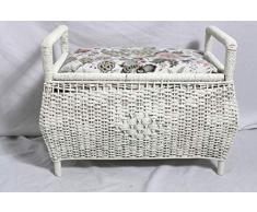 Shabby Wäschetruhe/Korbtruhe aus Holz und Geflecht creme weiß 50er Jahre Shabby Chic Möbel Vintage Landhaus