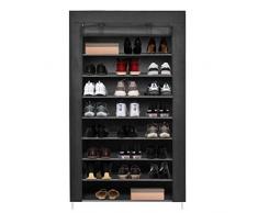 Meerveil Schuhschrank Stoffschrank 9 Ebenen, Schuhregal Stoffregal für ca. 45 Paare Schuhe, 160cm*90cm*30cm, Schuhablage Schuhständer mit Schutzhülle, Schwarz