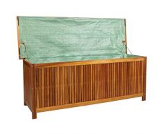 Tidyard Aufbewahrungsbox Auflagenbox aus Holz Mit Wasserfestem Futter,150 x 50 x 58 cm, Gartentruhe Gerätebox GartentruheTruhe Kissen Box,Kissenbox Stauraum für den Außenbereich,Akazien-Massivholz