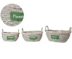 meindekoartikel Korbschale S/3 Flower mit Henk GRAU 33x18/25;28x17/22;22x15,5/21