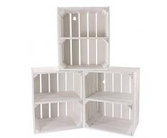 5er Set weiße Holzkiste mit Mittelbrett -längst- Neue Obstkiste in weiß/Shabby chic Look mit Regalbrett flambiert - Schuhregal Bücherregal Obstkistenregal Regal Regalkiste 50x40x30 cm