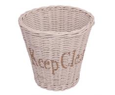 Papierkorb Keep Clean Weiß Rattankorb Rattan Flechtkorb