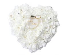 Romantic Rose Band Herzform Ring Kissen Box Schmuck Hochzeit Geschenk, plastik, weiß, Einheitsgröße
