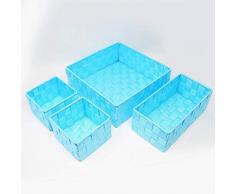 DRULINE 4er-Set Korb Silk Aufbewahrungskorb Badkorb Dekokorb Korb Aufbewahrung Deko Türkis