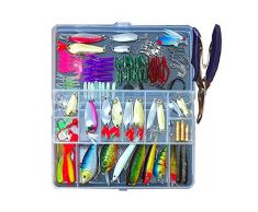 Docooler 132pcs Angelköder Gemischte Tackle/Schwimmender Angelköder Haken Angelzubehör Kit Set mit Aufbewahrungsbox