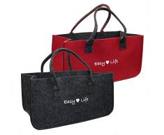Filz-Tasche Easy Life für Kaminholz Tragetasche Zeitungsständer Kaminholztasche Korb Filztasche mit Tragegriffen Anthrazit