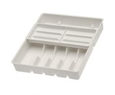 keeeper Besteckkasten mit Schieber 13-Fach, Polypropylen, Weiß, 38 x 42.5 x 7.5 cm