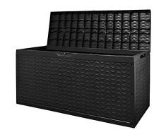 Deuba Cargo Auflagenbox Kissenbox Rollbar 320 Liter Abschließbar 120x45x60cm Gartentruhe Gerätebox